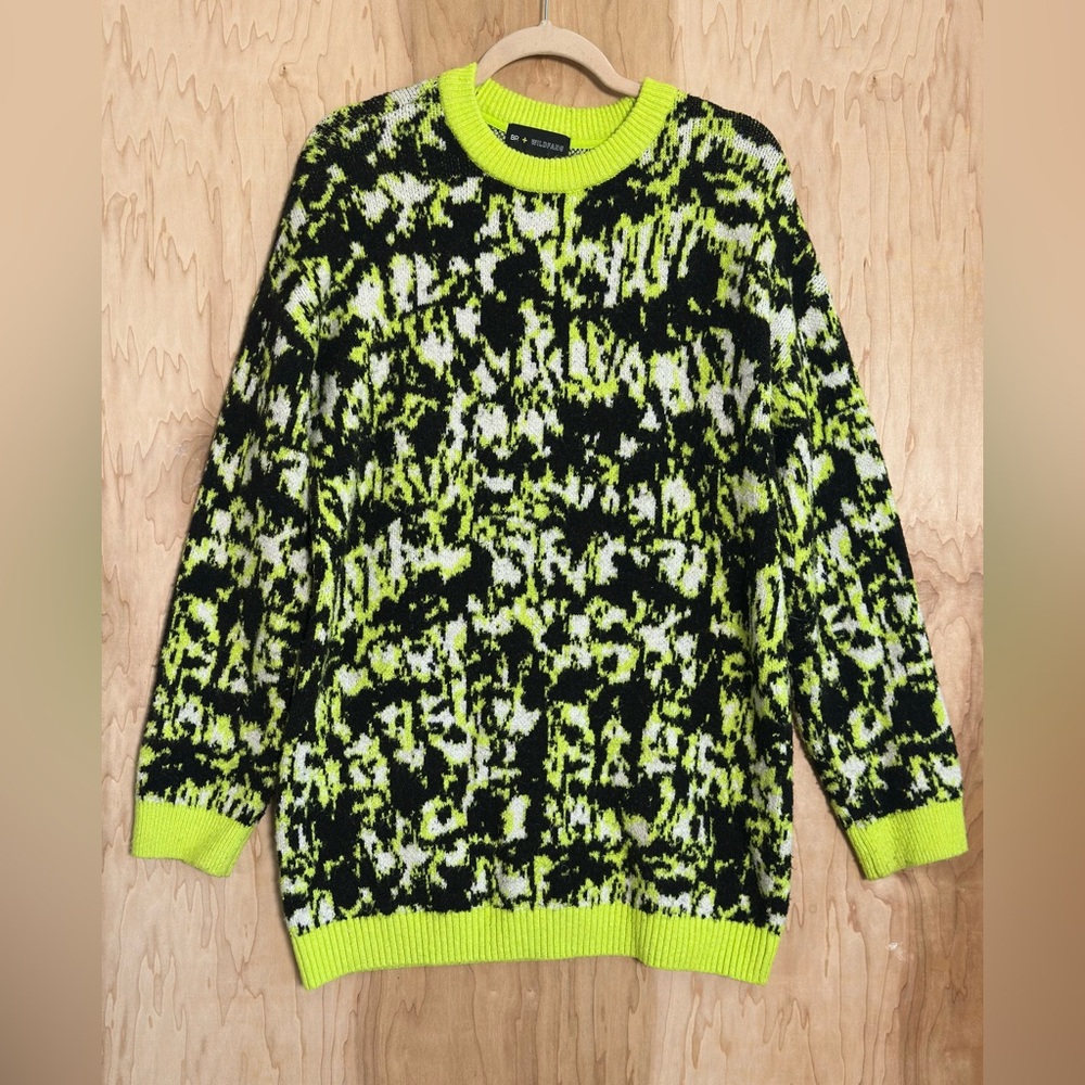 Wildfang Neon Green and Black Sweater